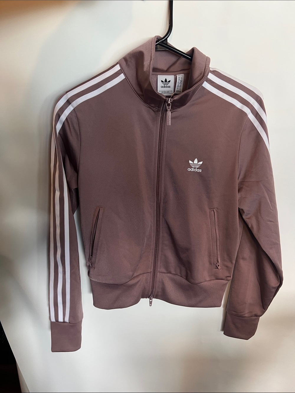 adidas Mauve Bomber Track Jacket with White Stripes